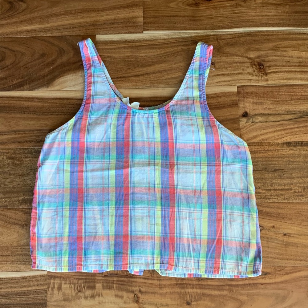 Rainbow plaid tank top